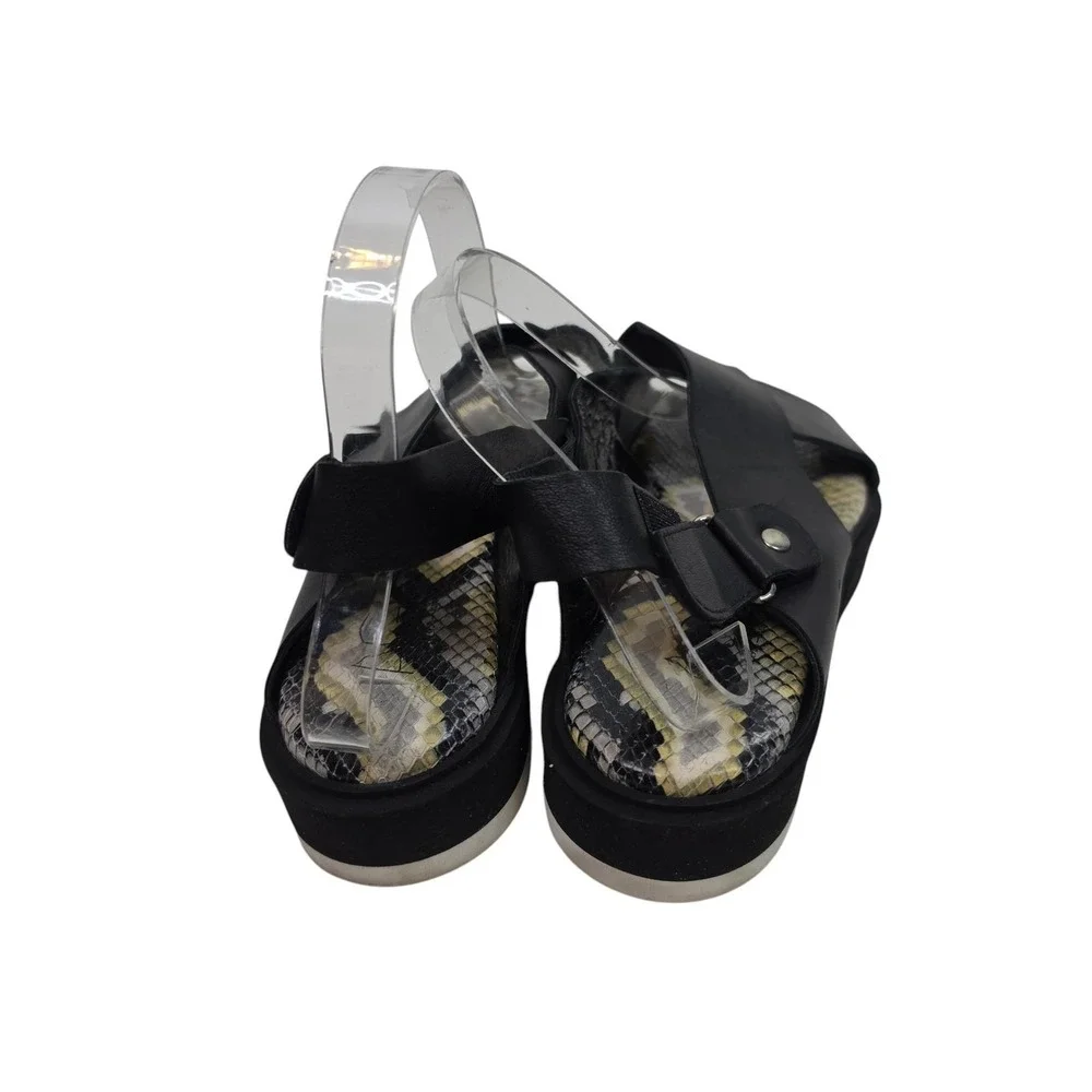 AGL Maya Crisscross Sandals Womens 9.5 39.5 Black Leather Slingback Platform